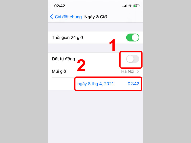 Tắt Đặt tự động và điều chỉnh lại múi giờ