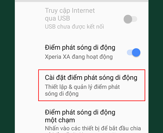 Bước 4: Bên cạnh đó, bạn cũng có thể Cài đặt điểm phát sóng di động của mình.