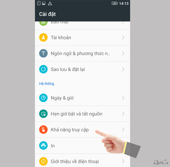 Chọn khả năng truy cập.