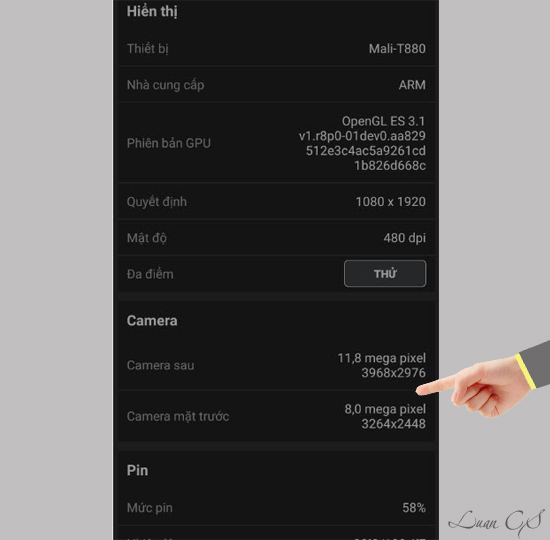 Th&ocirc;ng tin về GPU, Camera trước v&agrave; sau ...