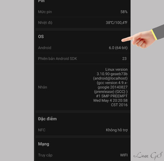 Th&ocirc;ng số Pin, NFC, phi&ecirc;n bản Android...