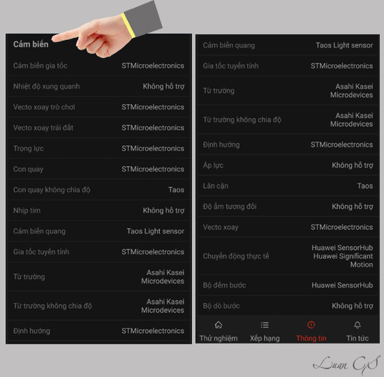 C&aacute;c cảm biến tr&ecirc;n m&aacute;y