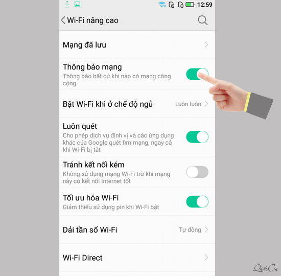 Chọn bật thông báo mạng.