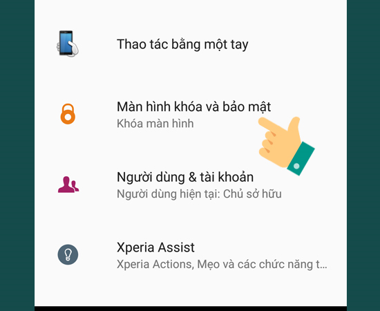 Bước 2: Tiếp theo chọn Màn hình khóa và bảo mật.