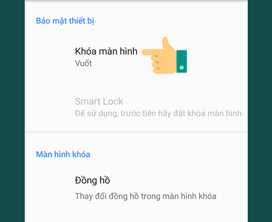 Bước 3: Sau đó chọn Khóa màn hình.