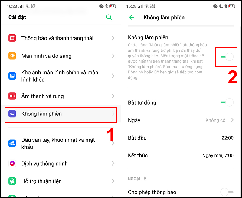 Tắt chế độ Không làm phiền trên điện thoại Android