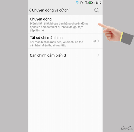 Chọn chuyển động.