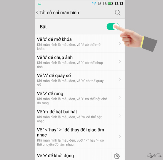 Chọn bật tính năng.
