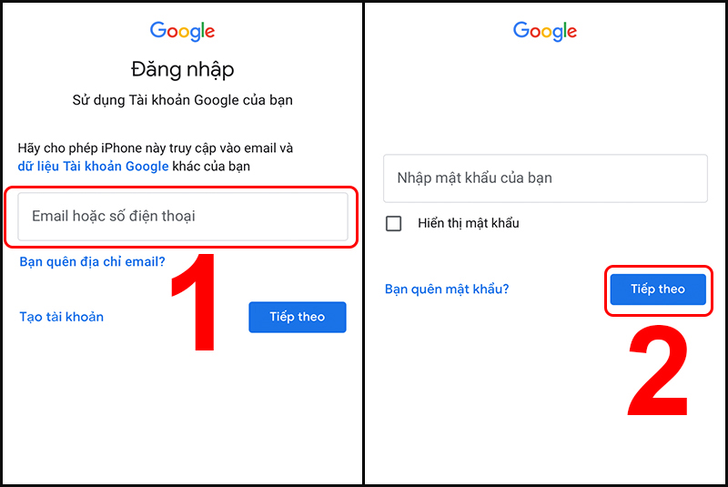 Đăng nhập bằng Gmail của bạn