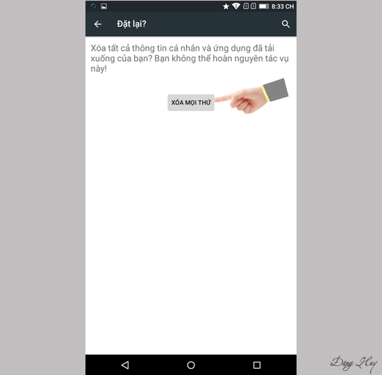 Bước 4: Chọn "Xóa mọi thứ".