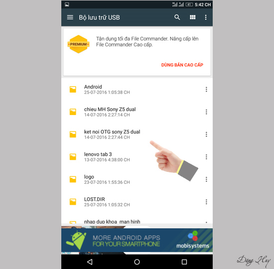 Các thư mực trong USB OTG