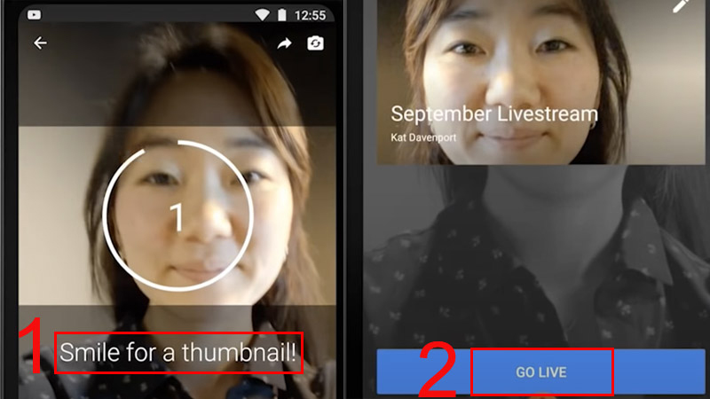 Chọn thumbnail cho video v&agrave; chọn GO LIVE để bắt đầu