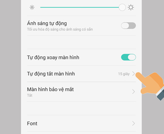 Bước 3: Vào Tự động tắt màn hình.
