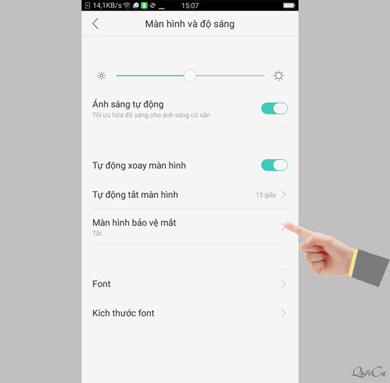 Chọn màn hình bảo vệ mắt.