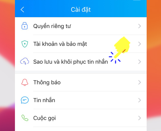 Bước 3: Sau đó bạn hãy chọn Sao lưu và khôi phục tin nhắn.