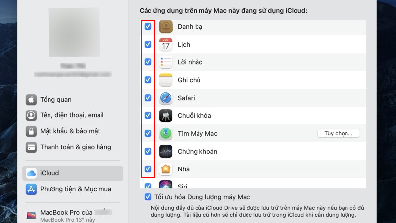 Tick v&agrave;o &ocirc; b&ecirc;n tr&aacute;i của dữ liệu muốn sao lưu
