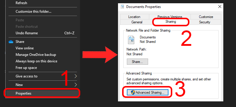 Tùy chọn Advanced Sharing