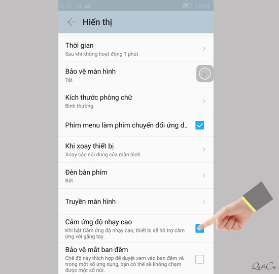 Click bật cảm ứng độ nhạy cao.