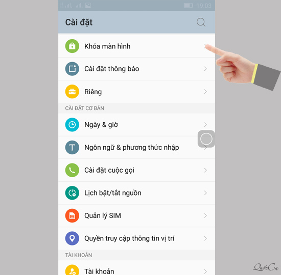Chọn khóa màn hình.