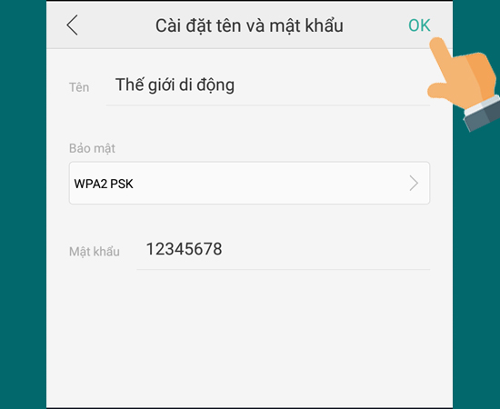 Sau khi cài đặt xong tên và mật khẩu  OK