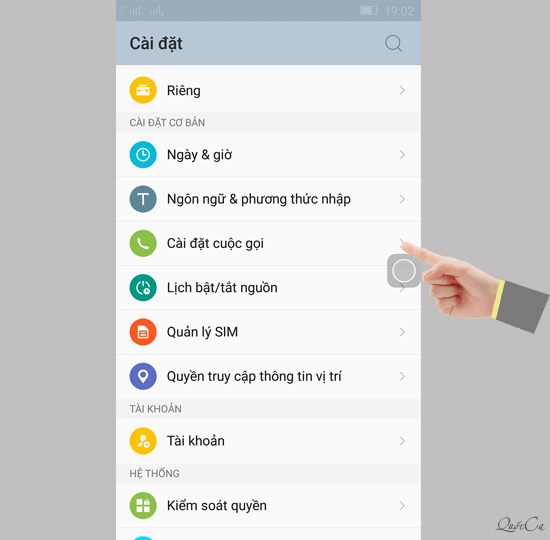 Chọn cài đặt cuộc gọi.
