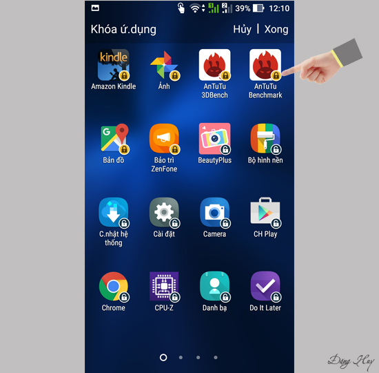 Bước 5: Chọn ứng dụng muốn khóa và chọn 