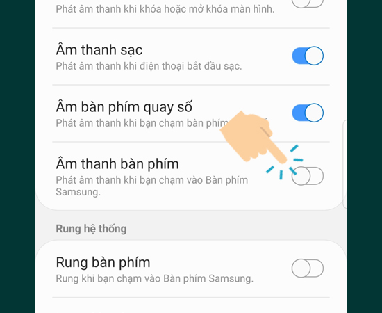Tắt &Acirc;m thanh b&agrave;n ph&iacute;m v&agrave; Rung b&agrave;n ph&iacute;m