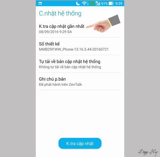Thông báo về bản cập nhật mới nhất.