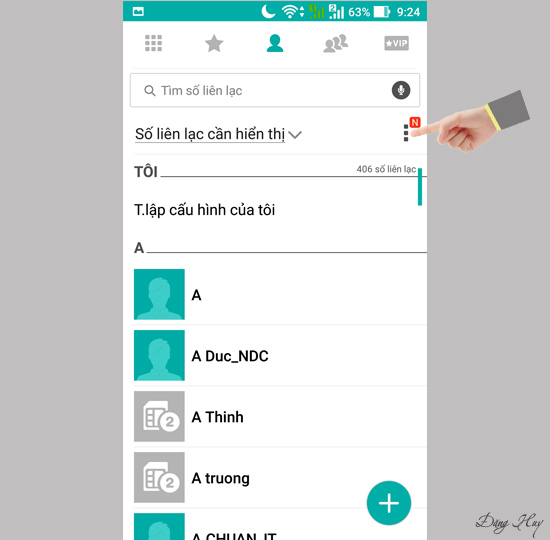 Bước 2: Chọn dấu 3 chấm góc tay phải phía trên.