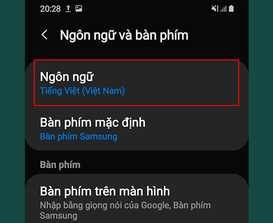 Bước 3: Chọn Ngôn ngữ. 