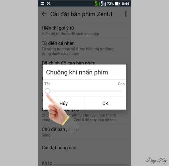Chỉnh về mức thấp nhất.