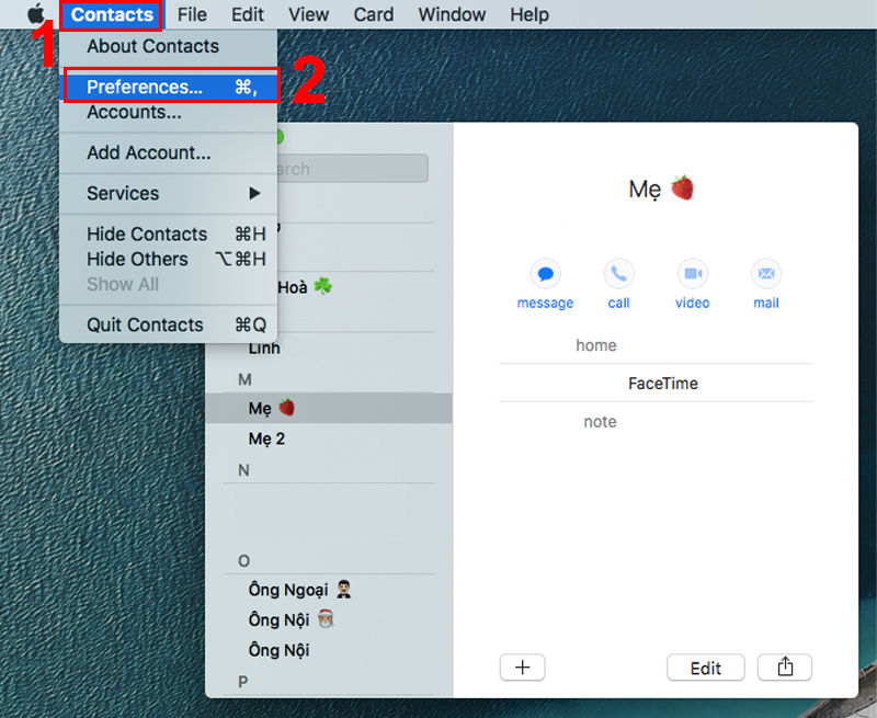 V&agrave;o mục Preferences tr&ecirc;n thanh menu