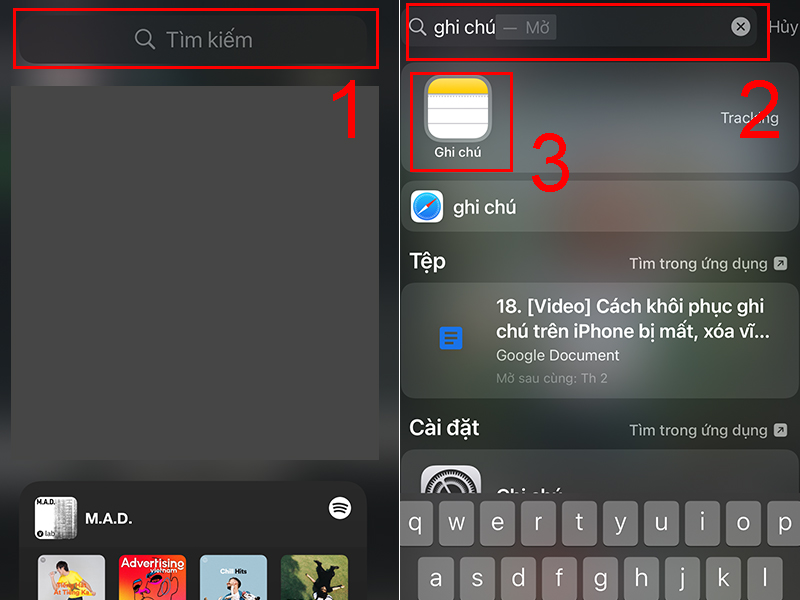 Tìm lại trên iPhone ứng dụng Ghi chú