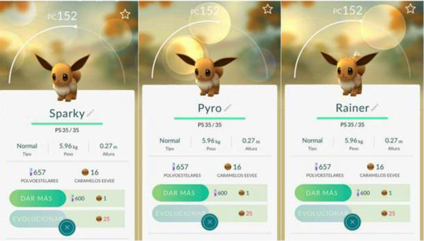 Tên Eevee sau khi đổi.