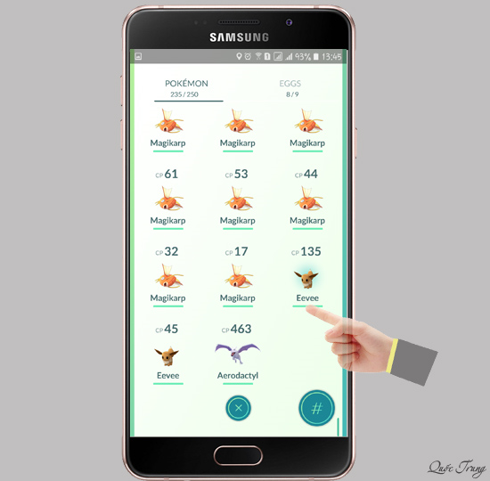Chọn Eevee mà bạn muốn tiến hóa.