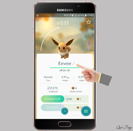 Chọn vào icon cây bút chì bên cạnh tên Pokemon.