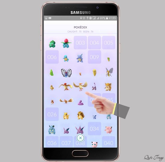 Giao diện tổng quan của Pokedex > chọn vào một pokemon nào đó để xem thông tin.