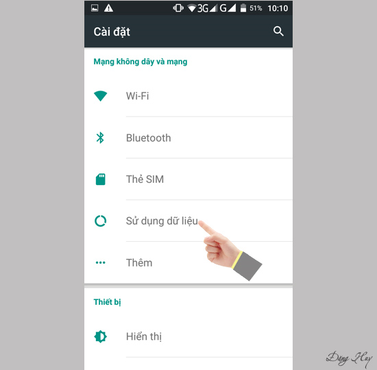 Chọn Sử dụng dữ liệu