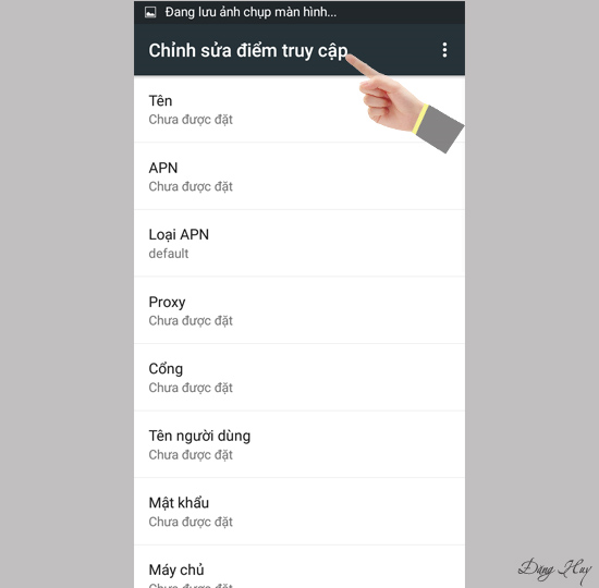 Nhập các thông số APN của nhà mạng đang dùng.