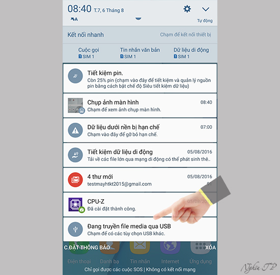 Chọn biểu tượng USB