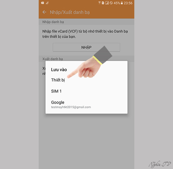 Chọn vị trí lưu