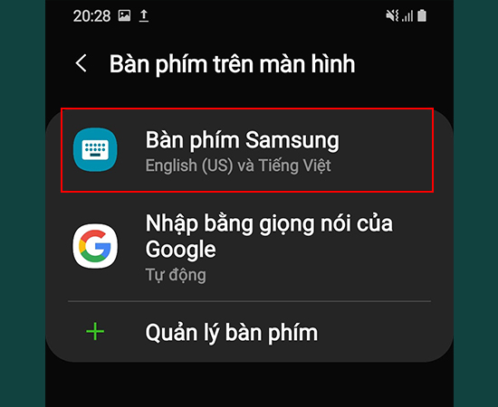 Bước 4: Chọn phần Bàn phím Samsung.