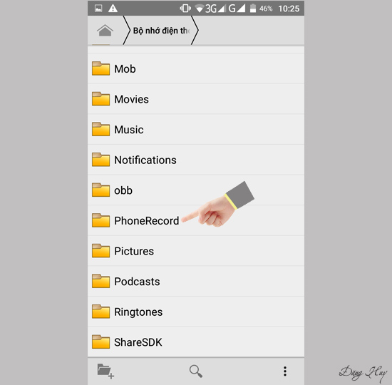 Chọn PhoneRecord để xem file ghi âm.