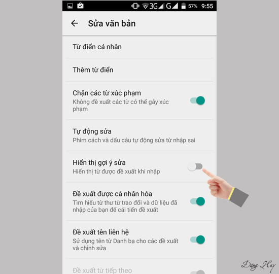 Tắt Hiển thị gọi ý sửa
