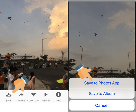 Bước 6: Chọn Save v&agrave; chọn vị trị lưu ảnh.