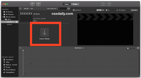 Chọn vào nút Import Media
