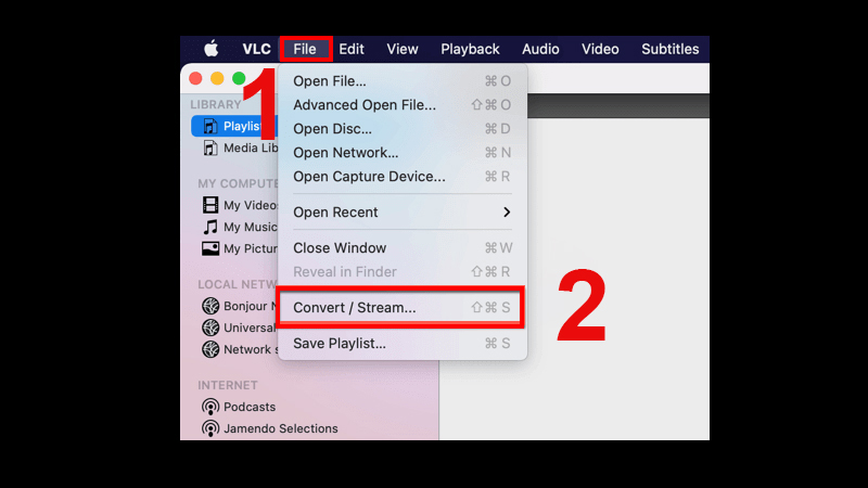Chọn Convert/ Stream... để bắt đầu 