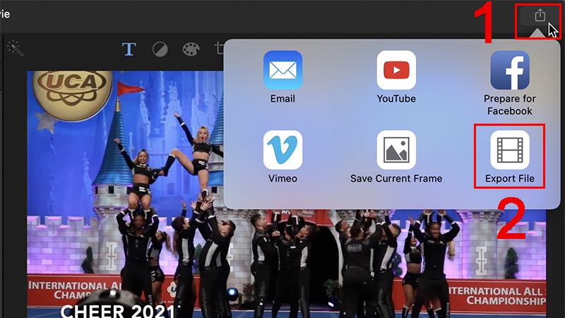 Nhấp vào biểu tượng chia sẻ phía trên góc bên phải màn hình và chọn Export File