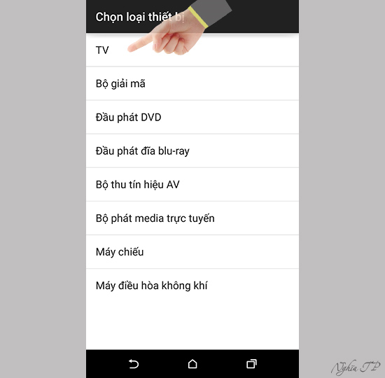 Chọn thiết bị mà bạn muốn điều khiển