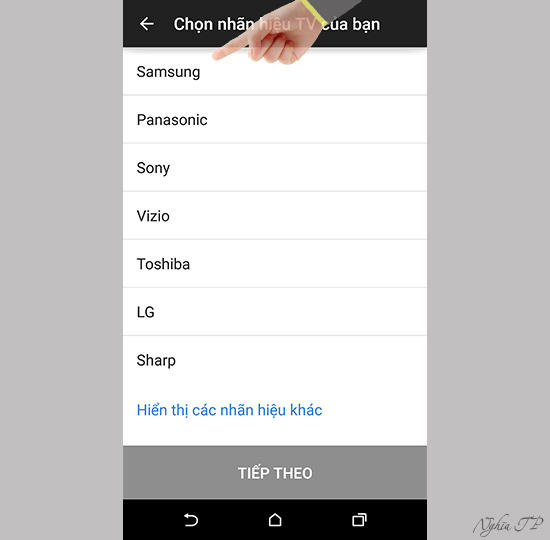 Chọn nhãn hiệu sản phẩm bạn đang sử dụng.